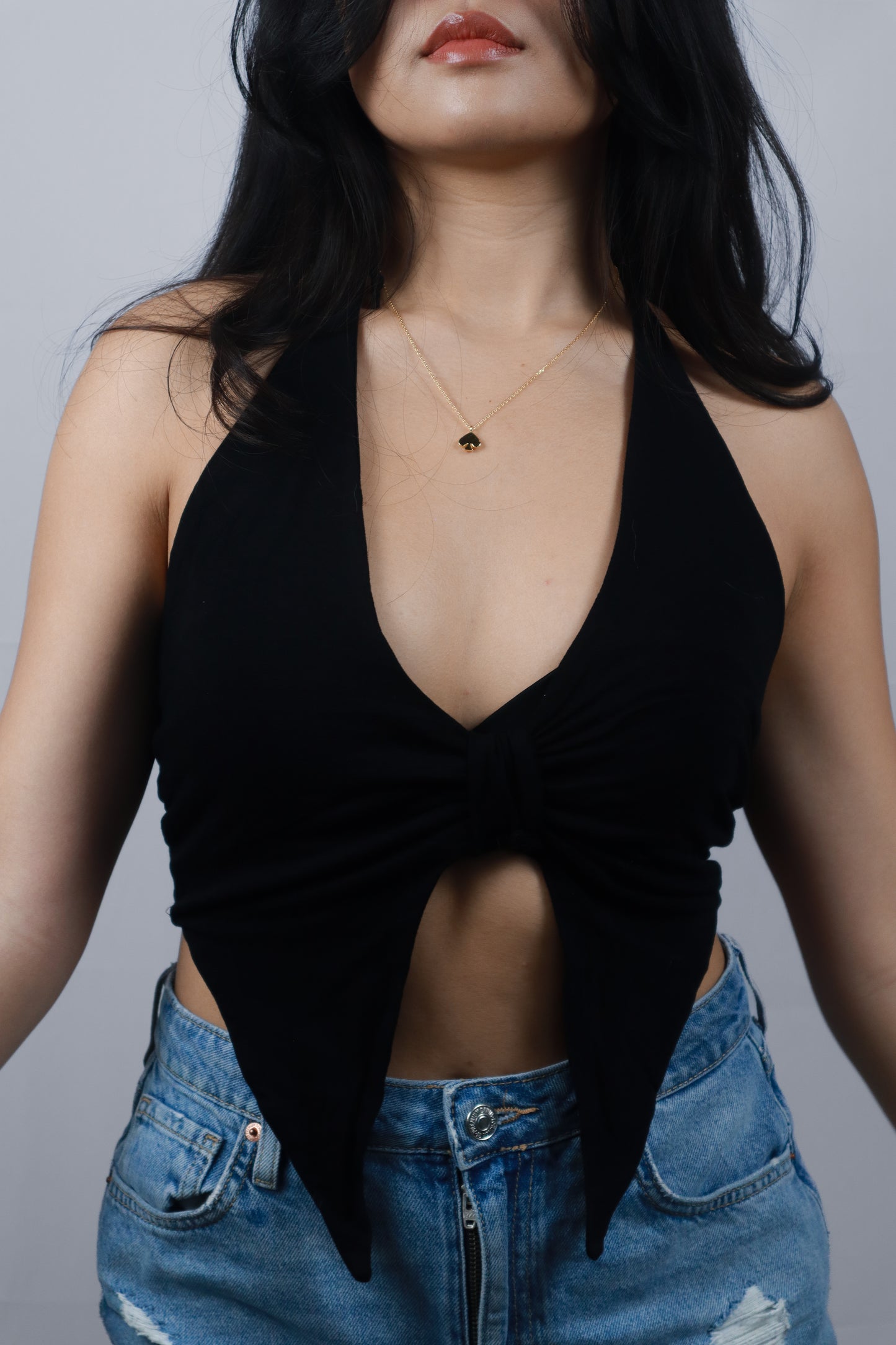 Glimpse Halter Tie-Front Top